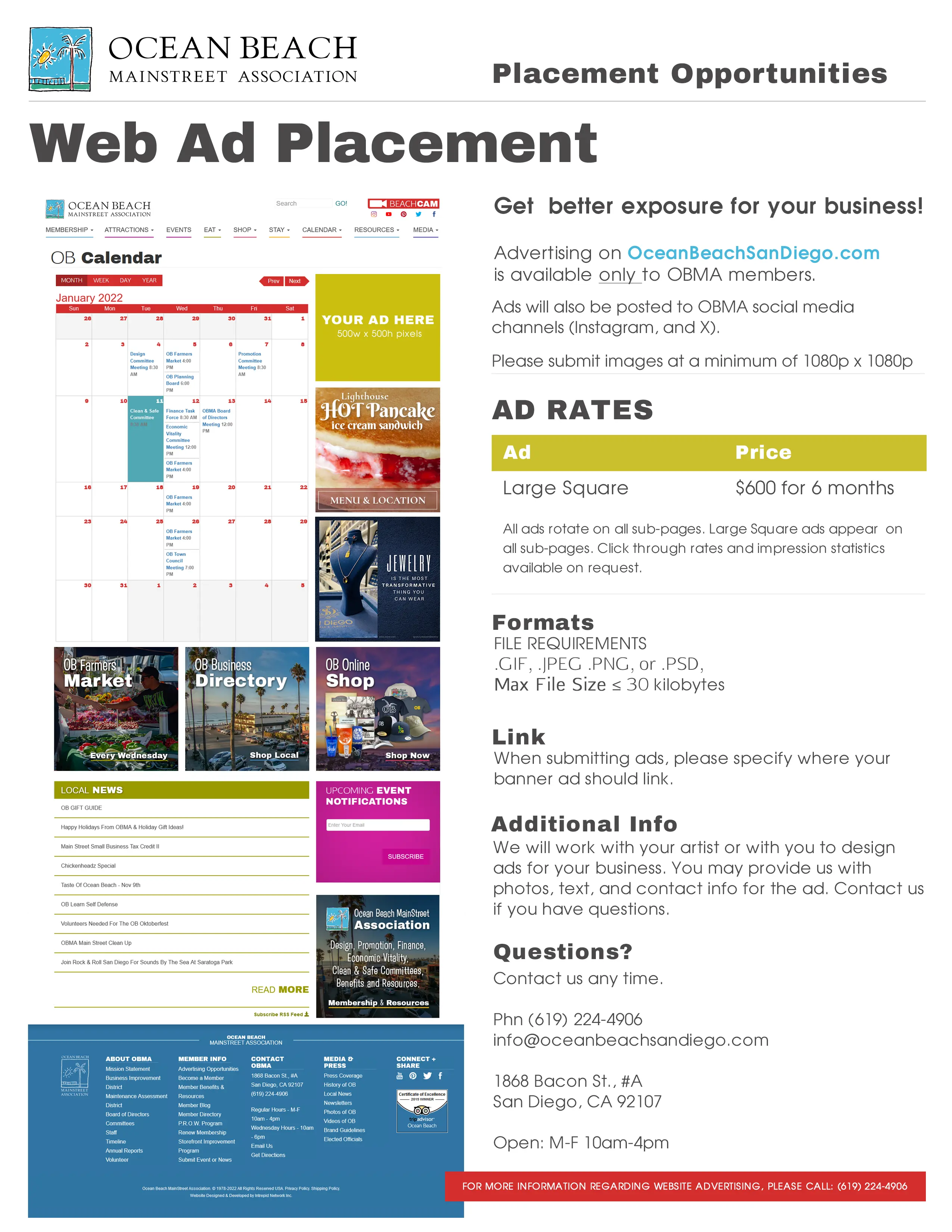 Click to view the OBMA Website Media Kit OBMA Website Ad Placement