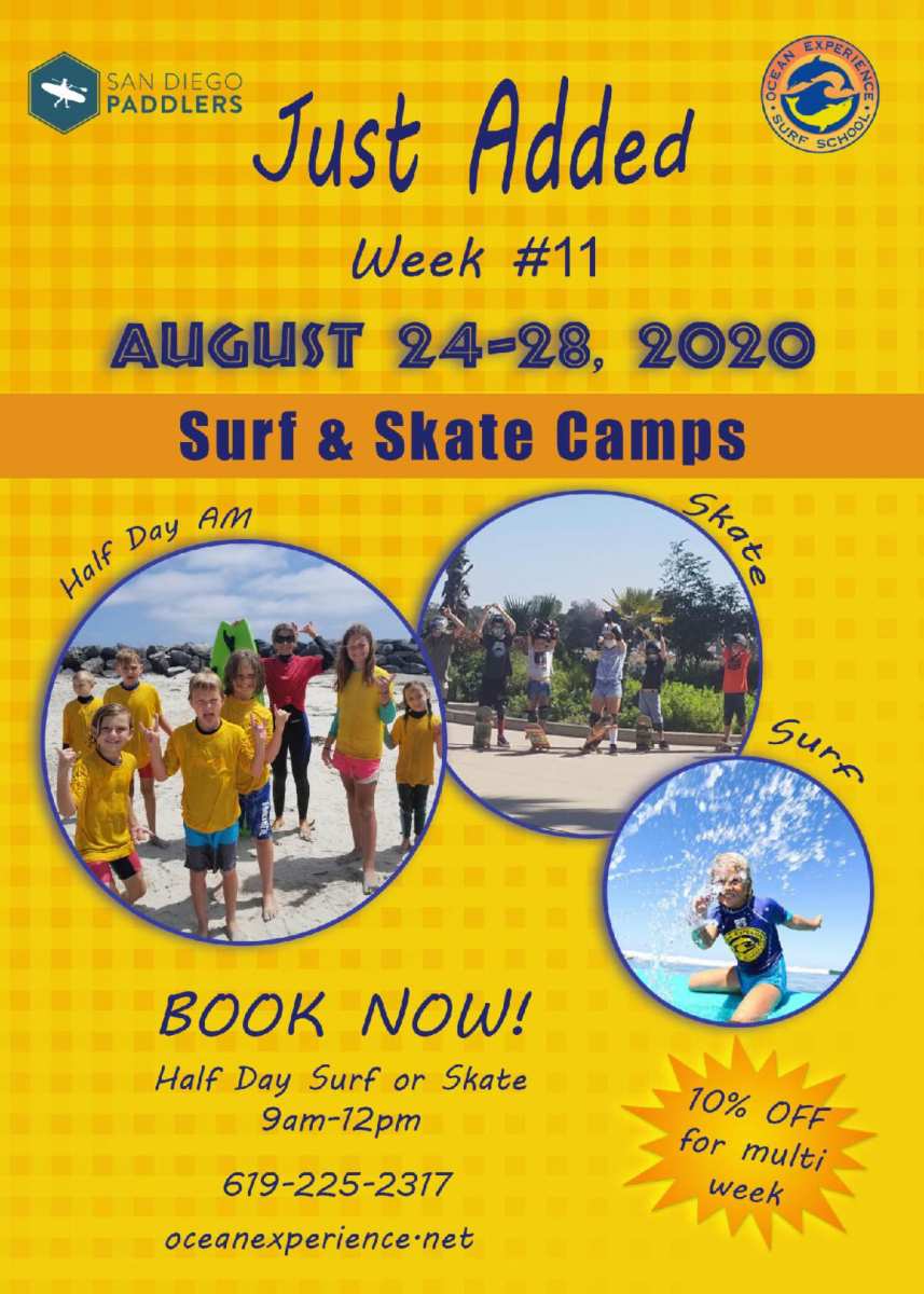 August 24-28, 2020 Surf & Skate Camps