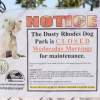 Notice: Dog Park is CLOSED Wednesday mornings for maintenance